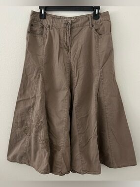 Faded Glory Vintage 90s Y2K Cotton Midi Skirt Womens 10 Embroidered Grunge Boho